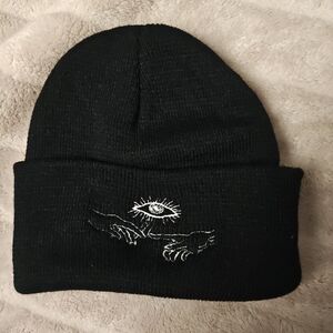 SHEIN Black Beanie with Eye Embroidery